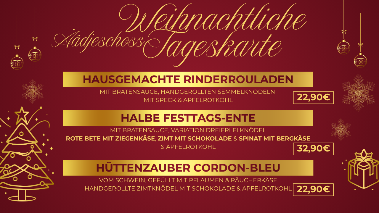 Weinachts Speisekarte 2025